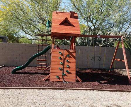 Swing set installed by Leisure Installation