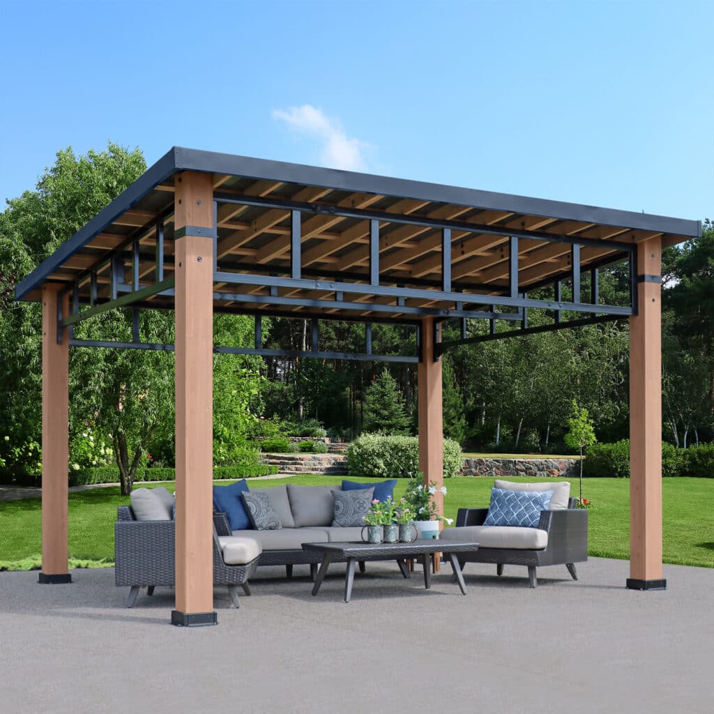 Install Only 12 x 14 Contemporary Flat Top Gazebo Leisure Installs